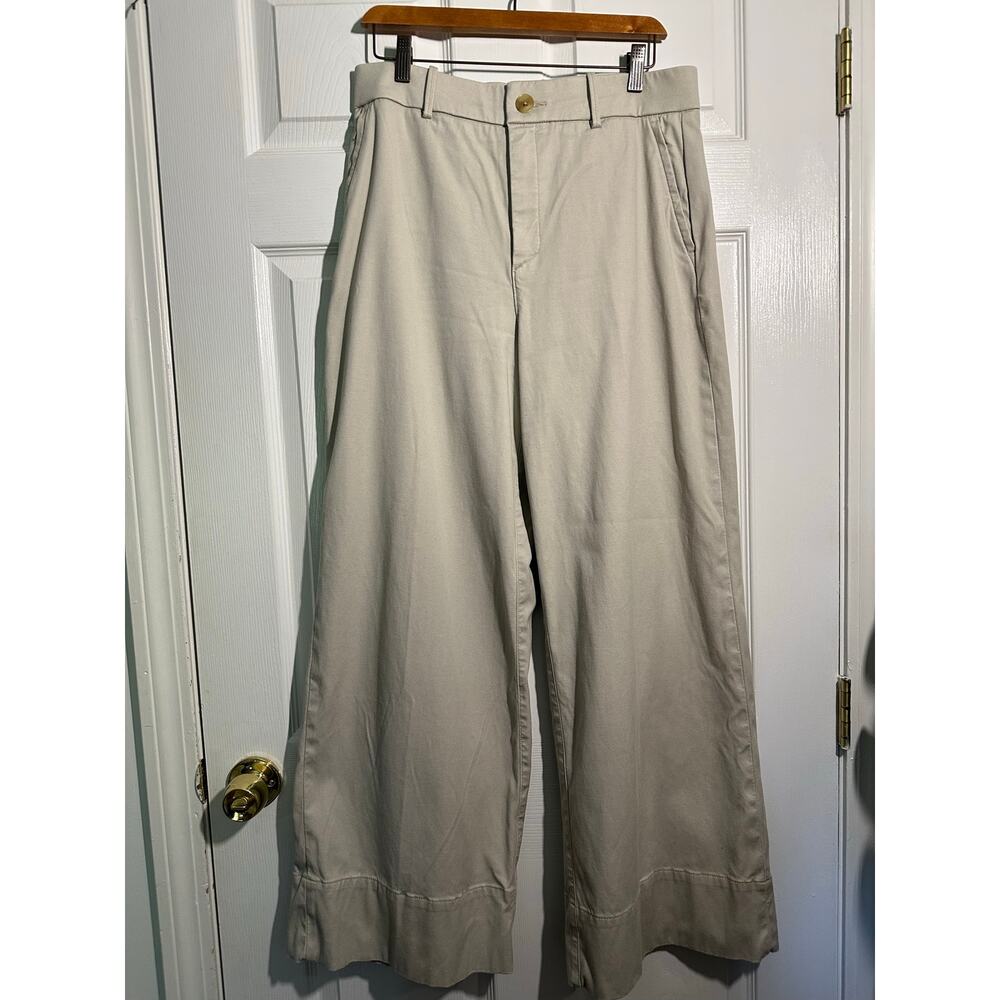 SPANX Stretch Twill Wide Leg Pants Tall Bone High Rise Womens Large